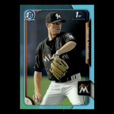 Travis Neubeck #78 2015 Bowman Chrome Draft Sky Blue Refractor Miami Marlins MLB
