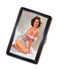Retro Pinup in white lingerie Cigarette Case Handmade Vintage FREE SHIPPING
