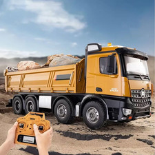 1:14 Scale RC Dump Truck, 4WD 2.4Ghz RC Truck with Trailer, 12CH RC Construction