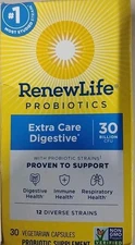 RENEW LIFE PROBIOTIC EXTRA CARE DIGESTIVE 30 BILLION! CFU 30 VEGAN CAPSULE 11/25
