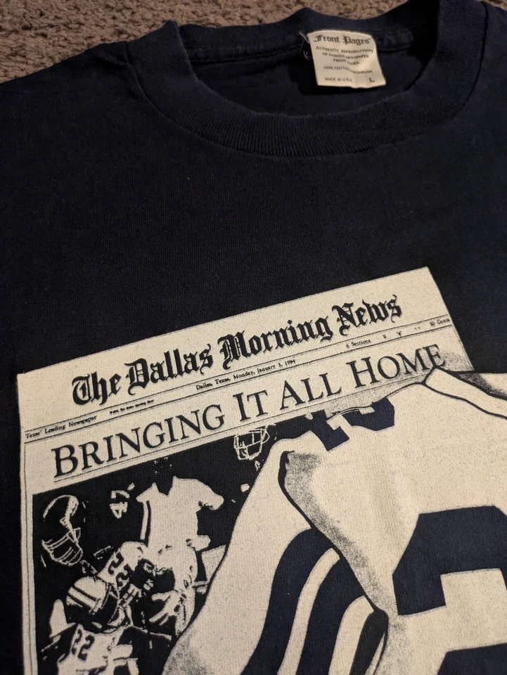 Camiseta De Colección 1994 Front Pages Dallas Cowboys Emmitt Smith Hecha en EE. UU. Para Hombre L Foto 3 de 4