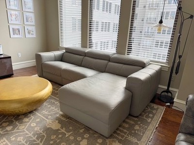 Natuzzi Italia Leather Motion Sofa w/ Chaise - Balance - Adjustable Headrest