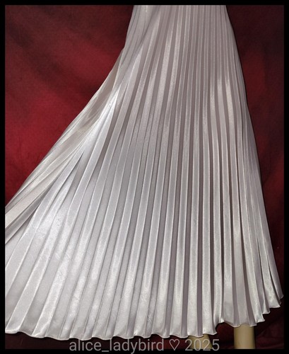 GLAMOROUS Vintage SATIN Pleated GOWN Lingerie SHINY Slip Dress Long ~XL 44-46 - Picture 6 of 9