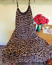 SALE BARGAIN NEW LEOPARD ANIMAL PRINT GORGEOUS TIERED BEADED DRESS SIZE 22