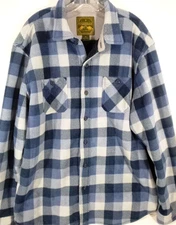 Anchorage-Mens Button-Up Sherpa-Lined Fleece Jacket/Shirt-XL Extra Large-Blue