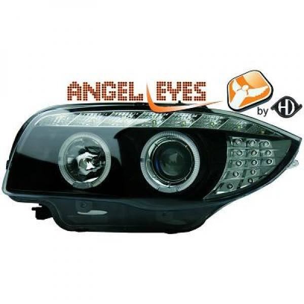 LHD Scheinwerfer Projektor Paar Angel Eyes Klar Schwarz FüR BMW 1 Serie E81 E87-image