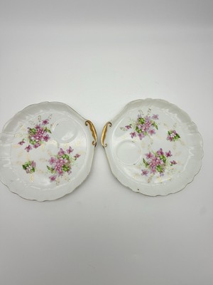 Luncheon Plate Clam Shell Vtg Snack Plates Scalloped Shabby Set 2 Made In Japan