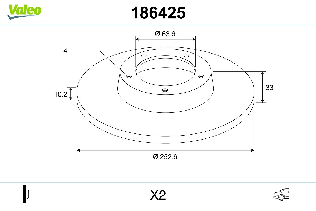 Disque de frein VALEO 186425 haute performance thermale avec traitement anticorrosion