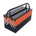 18-In Metal Tool Box 3-Tier 5-Tray Portable Folding Cantilever Toolbox W/ Handle