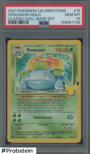 #2 2021 Pokemon Celebrations Classic Coll Base Set #15 Venusaur - Holo PSA 10