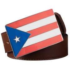 Puerto Rican Flag Belt Buckle   3.82in Zinc Alloy Western Style Cowboy Accessory