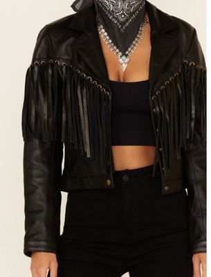 Women Western Cowboy Suede Fringe Jacket Native American Leather Bone Beads Coat