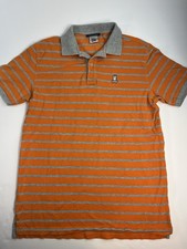 Psycho Bunny Polo Shirt Men's Size 7 / XL Orange Striped Pima Cotton Classic