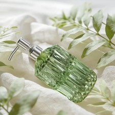 Soap Dispenser, Green Glass Soap Dispenser with Pump Stainless Steel, 14.2OZ Ref