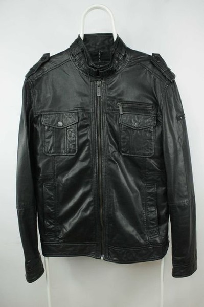 Men Strellson Burnett Leather Jacket Black 40