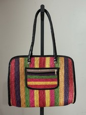 Natural Multicolor Woven Straw Ethnic Shoulder Bag Purse