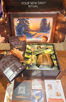 NEW Ryze Coffee Bundle. 2x Mushroom Coffee, acacia jar, spoon, scoop, magnets +