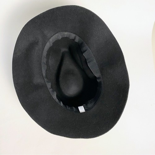 Women’s Black Fedora 100% Wool Hat Adjustable OS - Afbeelding 5 van 8
