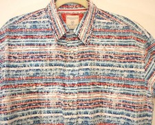 PANHANDLE Men's Long Sleeve Western Shirt - Red White Blue - Medium - Pearl Snap