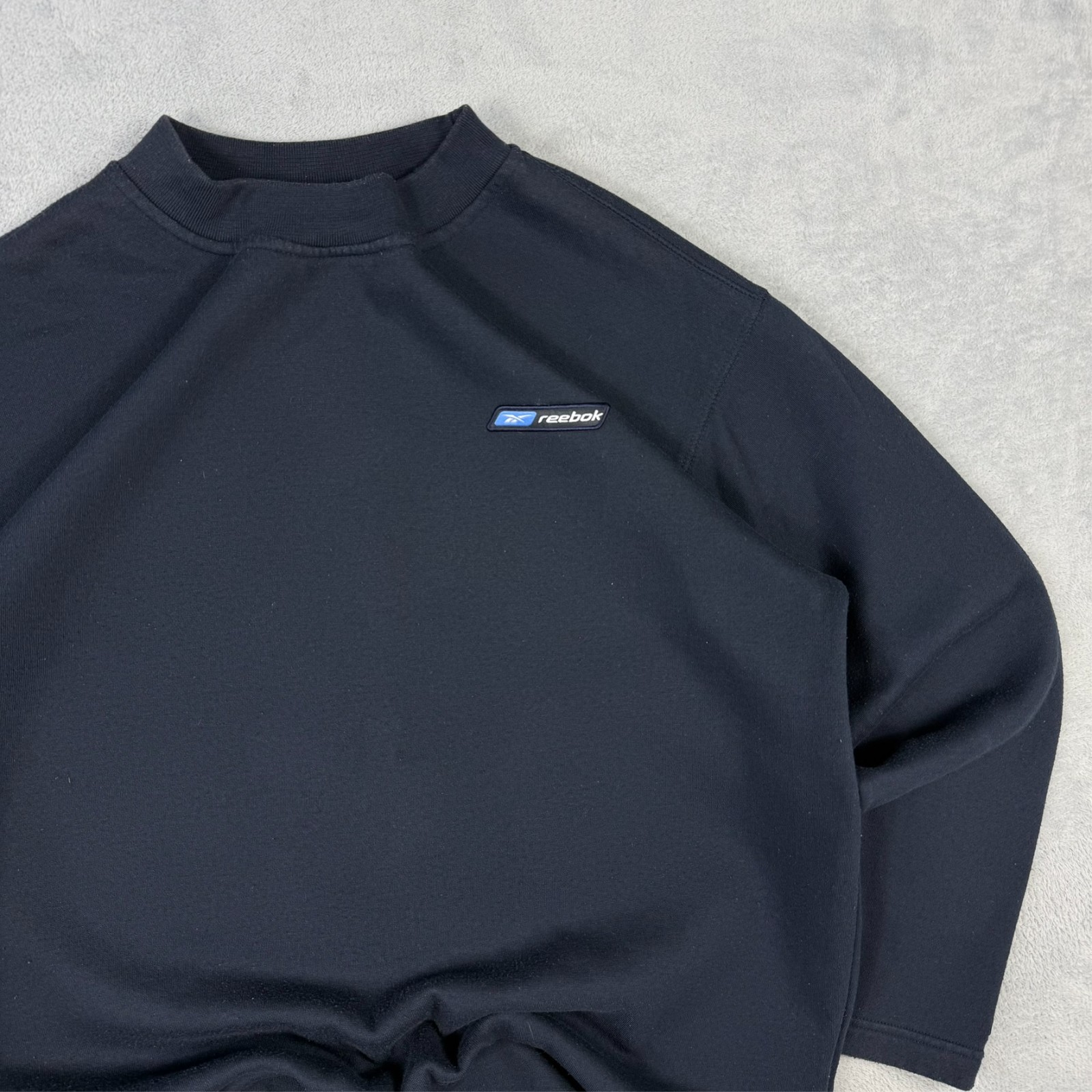 Vintage Reebok 2000's Y2K Navy Blue Mock Neck Size UK 10 Pullover Sweatshirt image 4