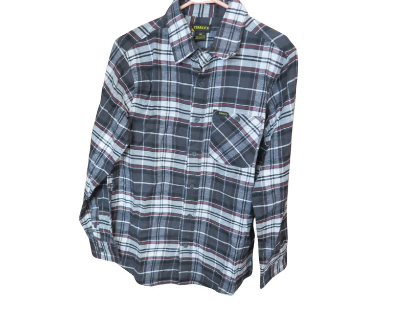 NEW! Stanley Shirt Men's Medium Button Up Gray Flannel Long Sleeve Workwear *