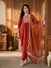 New Collection Orange Maska Cotton Salwar Kameez With Dupatta For Women