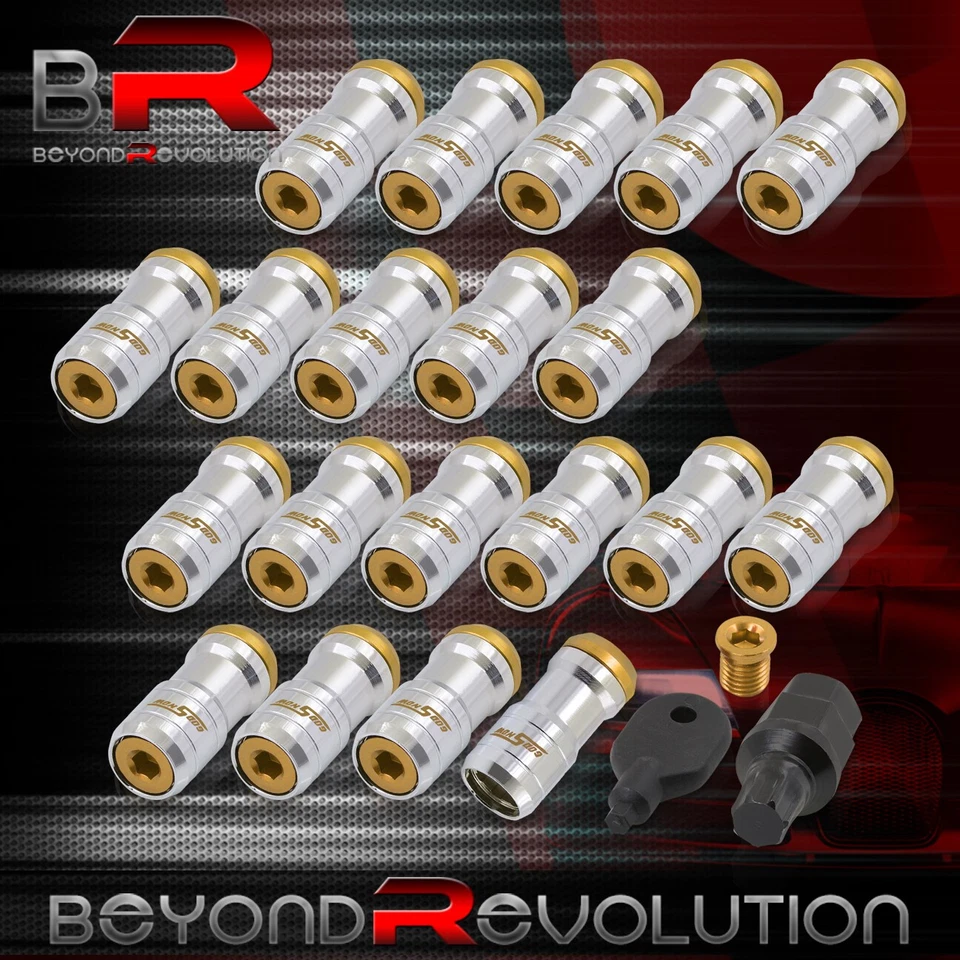 Godsnow Lug Nut Set M12 X 1.25mm Chrome Body Gold Trim 20 Piece Hex Key JDM VIP - Image 3 of 3