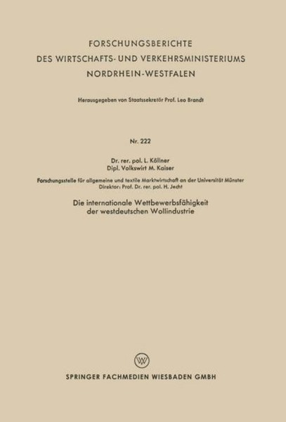 Die Internationale WettbewerbsfäHigkeit Der Westdeutschen Wollindustrie Lutz KöL-image