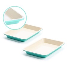 "GreenLife Healthy Ceramic Nonstick Turquoise Sheet Pans, Set of 2, 13 ""x 9"""