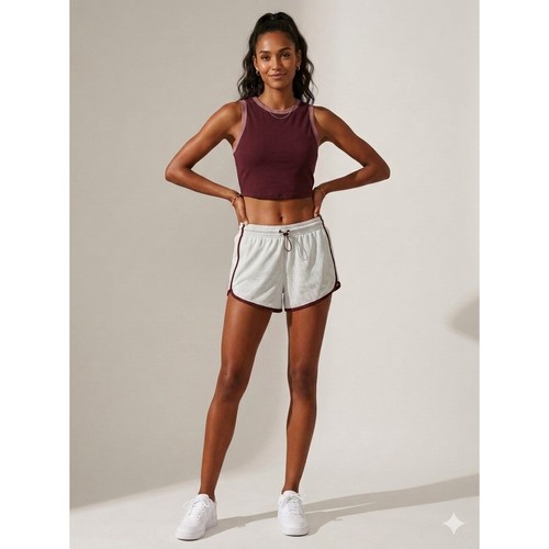 Outdoor Voices Shorts & Nike Crop Tank Top Bundle Set Burgundy Teal S/M