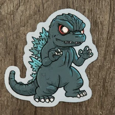 Cute Chibi Godzilla Kaiju Sticker - Waterproof and Laminated for Laptops, Water