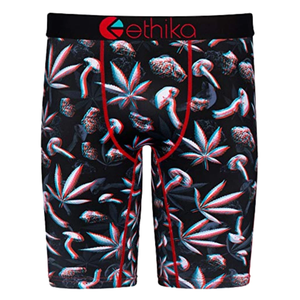 ETHIKA The Staple Trippin 3D Boxer Calzoncillo Ropa Interior Talla L Grande Negro Setas 420 Foto 2 de 4