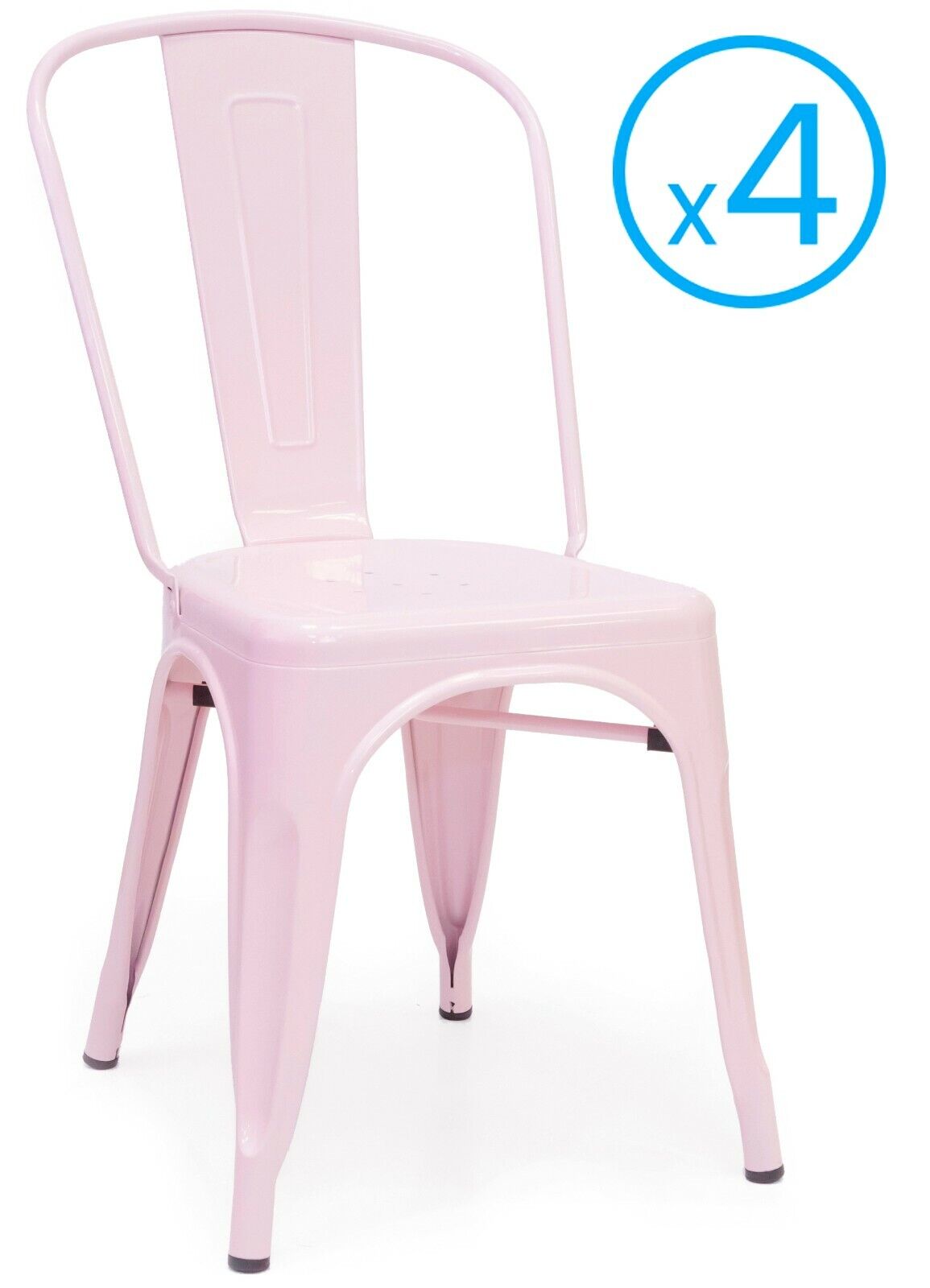 Pack 4 sillas Xavier industrial vintage rosa salon comedor modernas 85x45x53