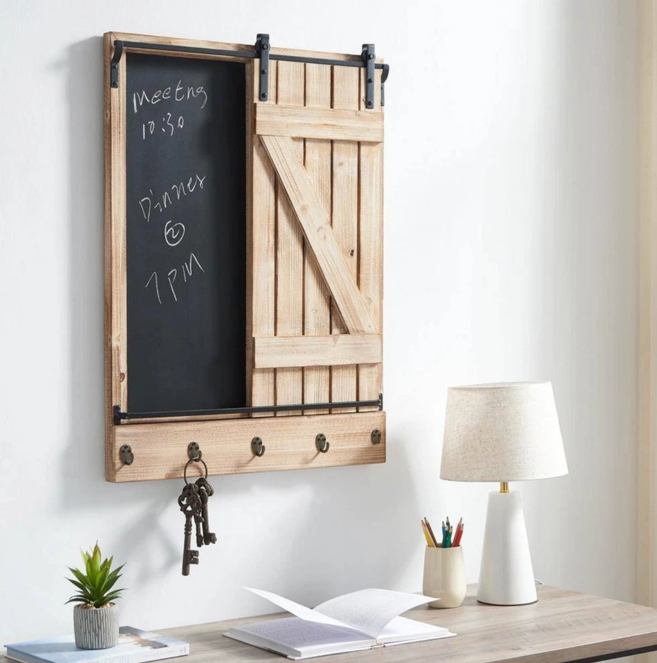 Barn Door Combo Board Memo Board with Hooks - Image 3 of 4