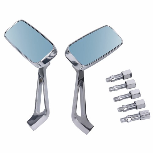 Motorcycle Rectangle Rearview Mirrors For Harley Cruiser Bobber Chopper 8mm 10mm - Picture 11 of 12