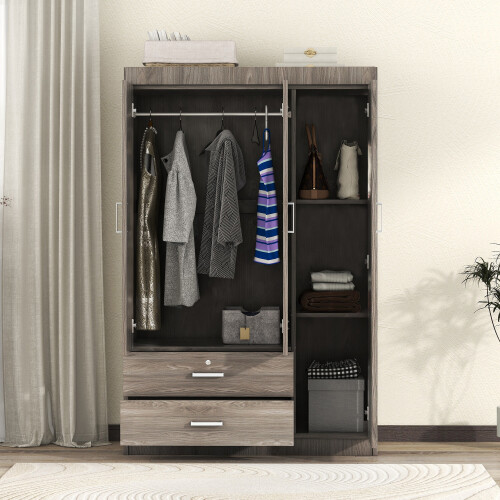 3-Door Wardrobe and 2 Drawers 4-Door Wardrobe with Drawer Bedroom Furniture Sets - Picture 6 of 66