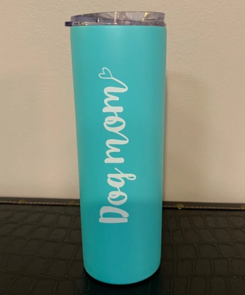 Tumbler Stainless Steel - 20oz -Skinny w/Straw, Bush, Cleaning Sponge - Dog Mom