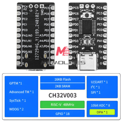 1-10Piece Type-C CH32V003F4P6 Core Development Board RISC-V Processor IIC SPI