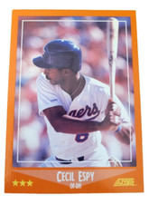 1988 Score Rookie & Traded 73T Cecil Espy  Texas Rangers Baseball Card MLB (W. rookie card picture