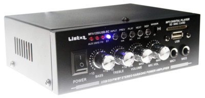 LISTEN12 HIFI-RECEIVER MFA1250USB-RC USB BT FM Fernbedienung 2 x 25 Watt