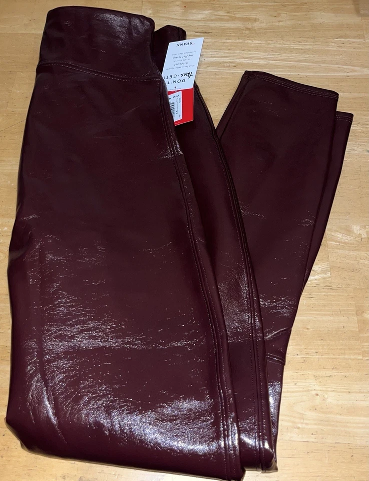NWT New SPANX Faux Patent Leather Liquid Gloss LEGGINGS-20301R-Ruby-Medium Reg - Image 2 of 4