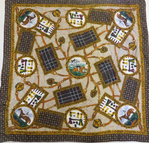 Foulard 100% Pure Soie Vintage Femme Hugo Le Gosses 84Cm X 88Cm