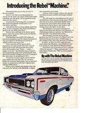 1970 AMC REBEL MACHINE 390/340-HP ~ ORIGINAL PRINT AD