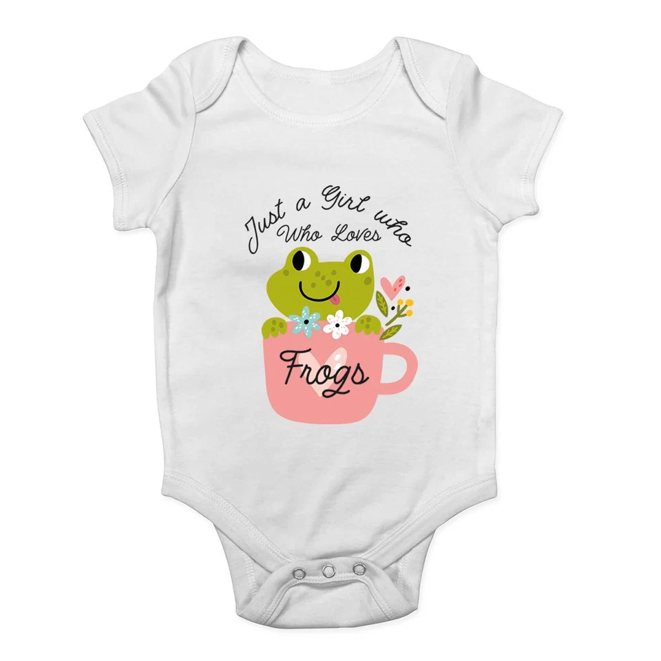 BABY ORIGINALS Just a Girl who Loves Frösche Baby Weste Kröte Kaulquappe Body Mädchen Geschenk