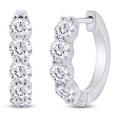 1-5 Carat GIA Authenticated Huggies Hoop Lab Grown Diamond Earrings in 14K Gold