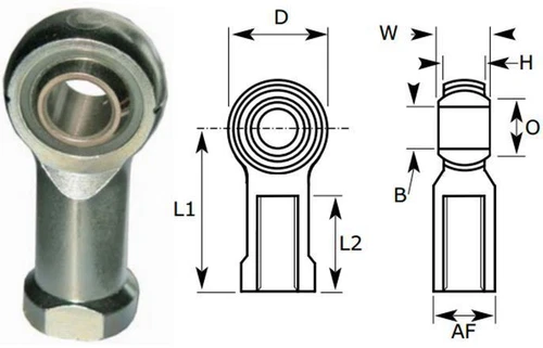 Gelenkkopfinnenlager 8 mm Innengewinde, Linksgewinde M8 x 1,25 Rosette, Nyloneinlage - Bild 1 von 1