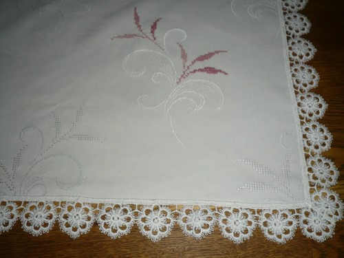 Super centrotavola damascato 106 cm / 106 cm fatto a mano ottimo shabby chic - Foto 12 di 12