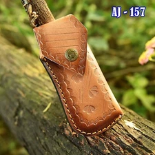 Handmade Brown Leather Sheath for Buck110 Pocket Folding Knife Pouch Belt Sheath