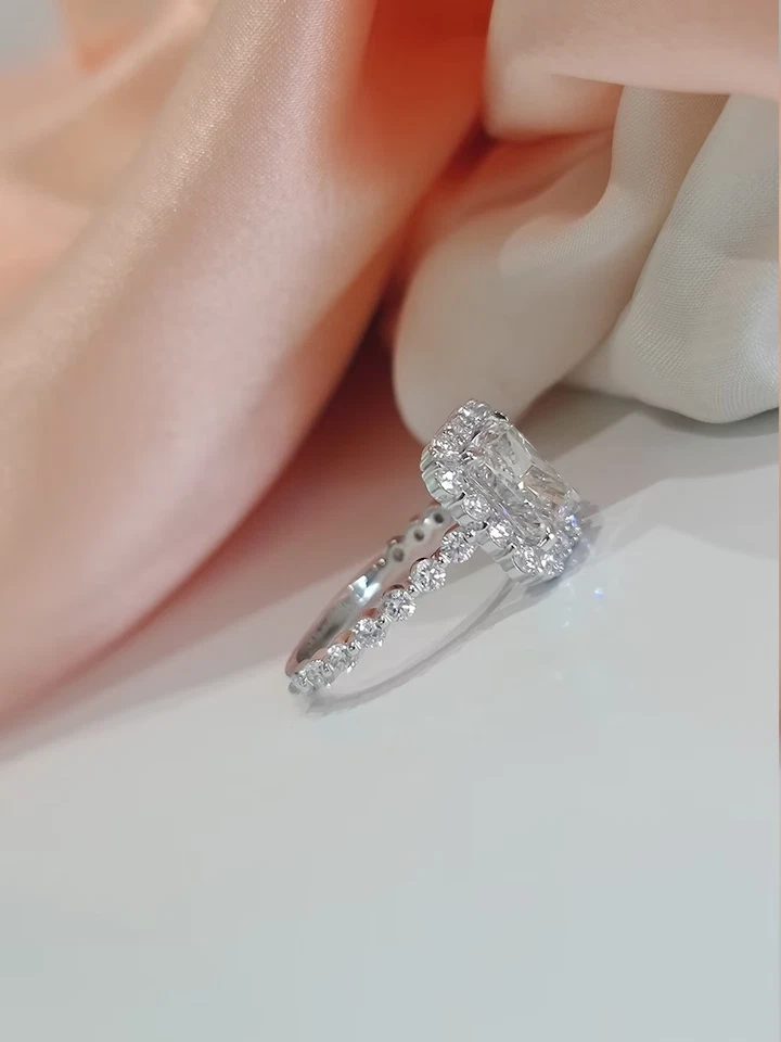 3.80CT Radiant Lab Grown/CVD Diamond Engagement Wedding Gift Ring 14k White Gold - Image 4 of 4