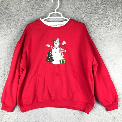 Classic Elements Snowman Long Sleeve Crew Neck Christmas Holiday Sweatshirt XL
